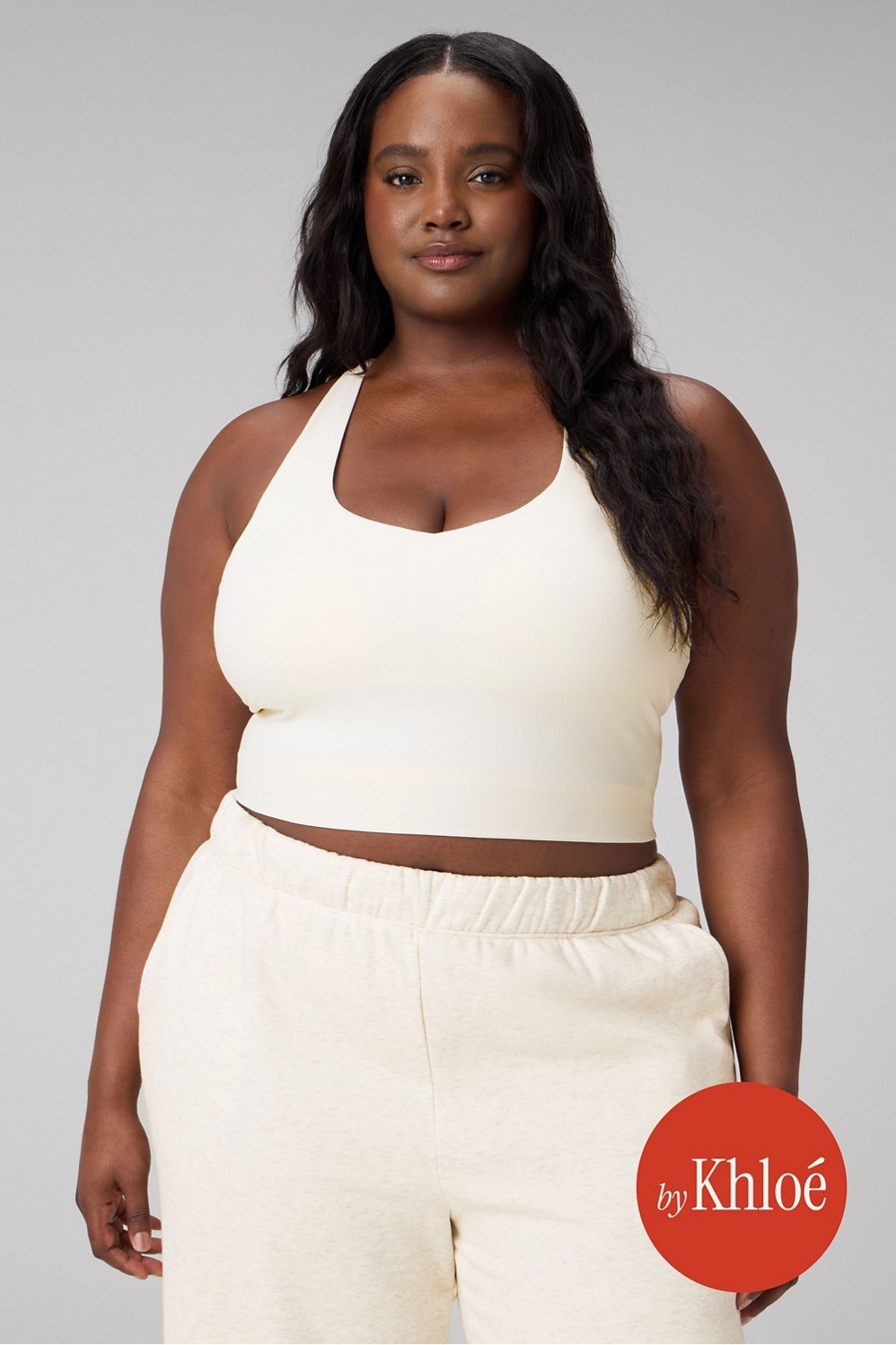 Anywhere Cropped Built-In Bra Tank Top Womens White Plus 2X Fabletics-image