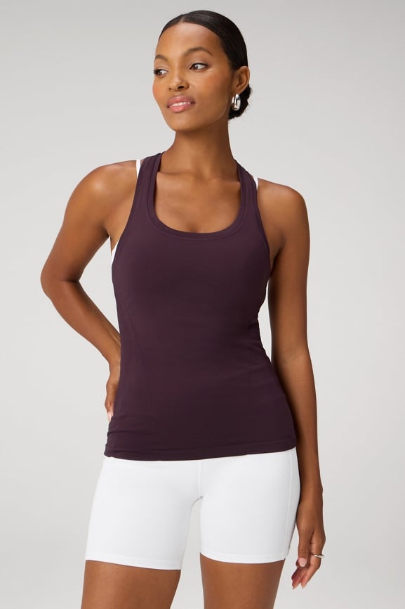 High Neck Rib Built-In Bra Tank