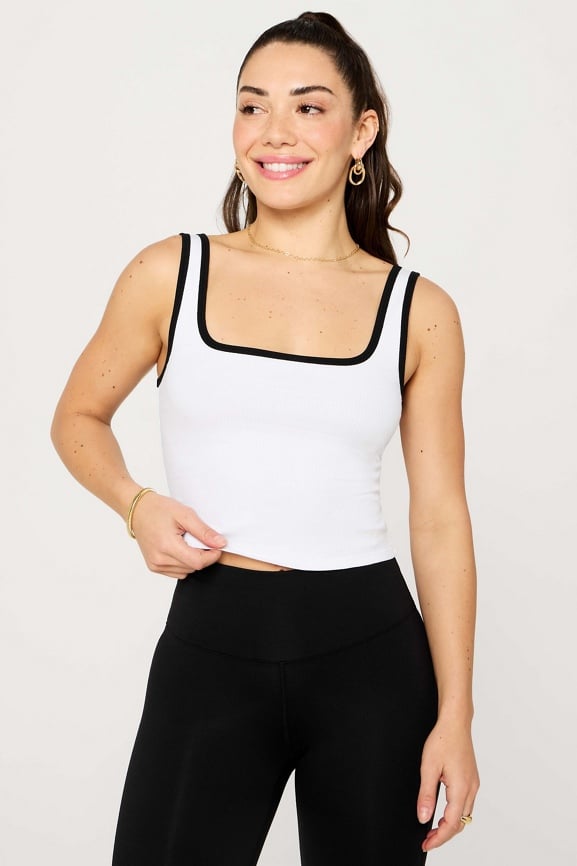 Daily Rib Cropped Square Neck Tank - - {brand}