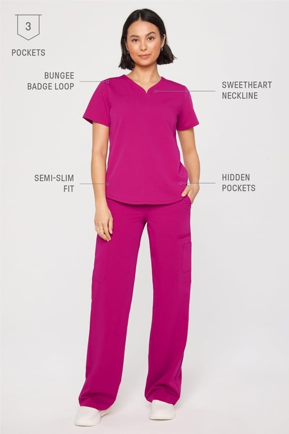 Petal 3-Pocket Scrub Top