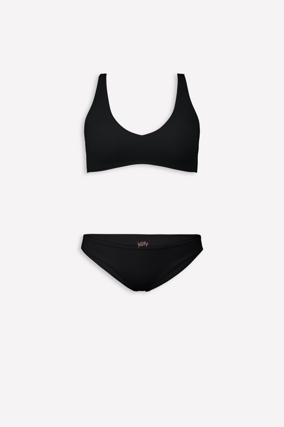 Shaping Swim Plunge Top & Dipped Bottom Bikini 2-Piece Set
