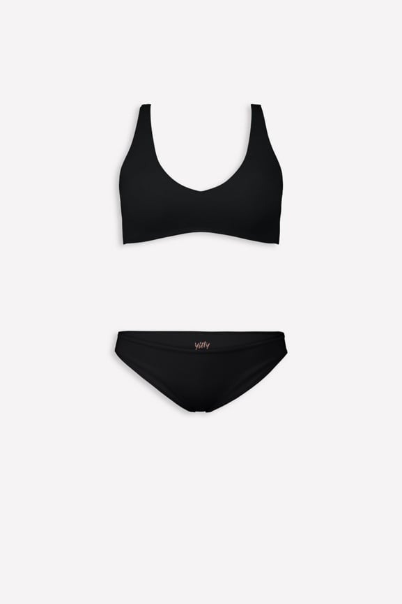 Shaping Swim Plunge Top & Dipped Bottom Bikini 2-Piece Set