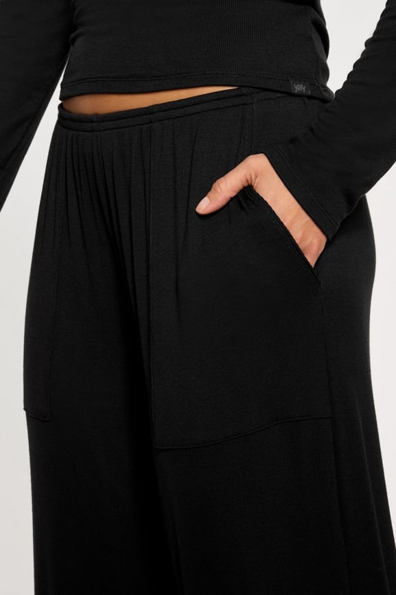 Soft Rib Henley and Wide Leg Pant 2-Piece Set